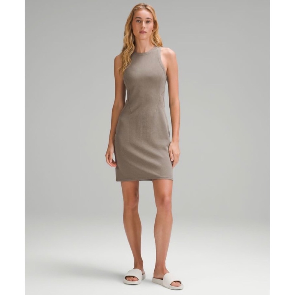 Brand New Lululemon Ribbed Softstreme Slim-Fit Tank Dress in Nomad